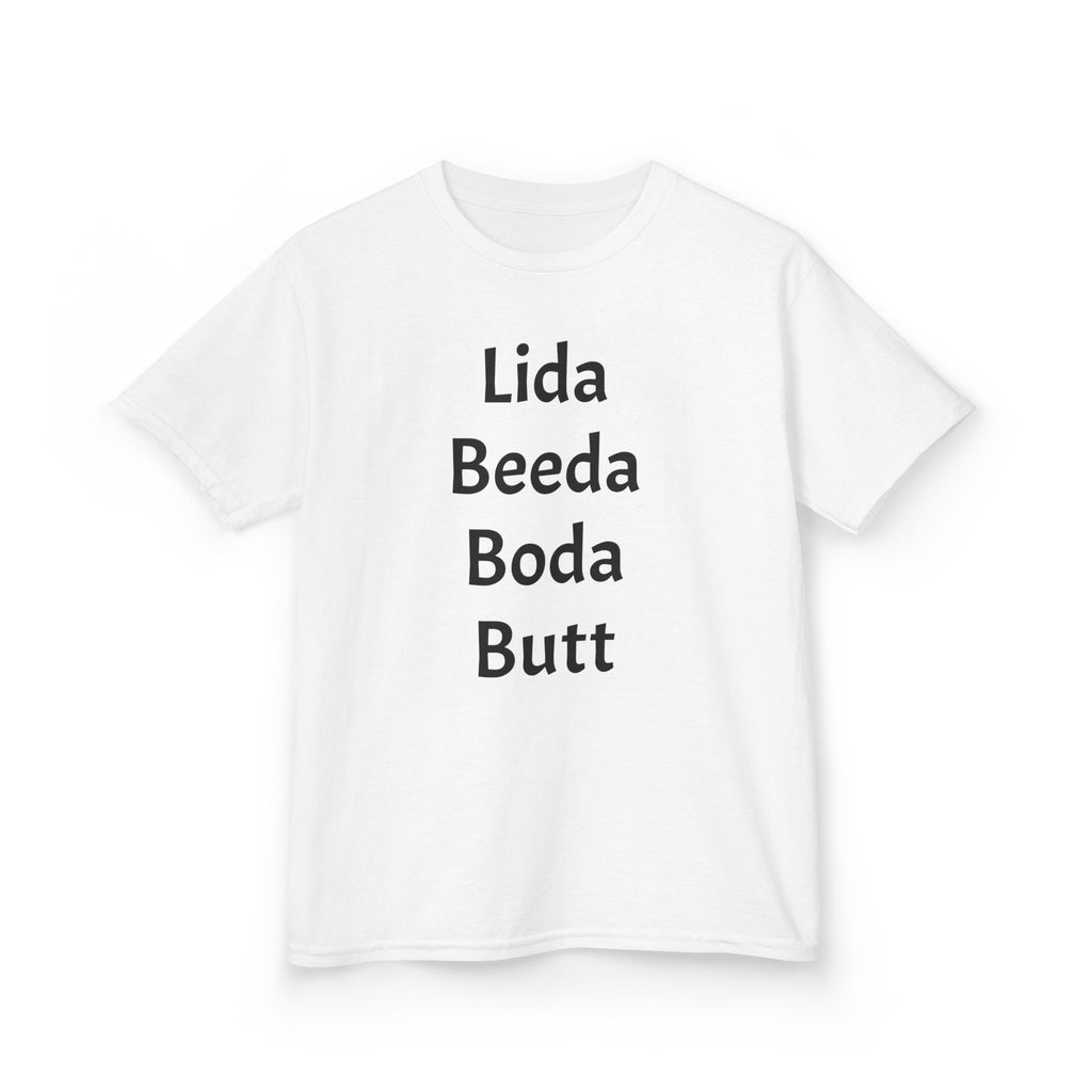 Kids Tee — Playful 'Lida Beeda Boda Butt' Funny Text Shirt