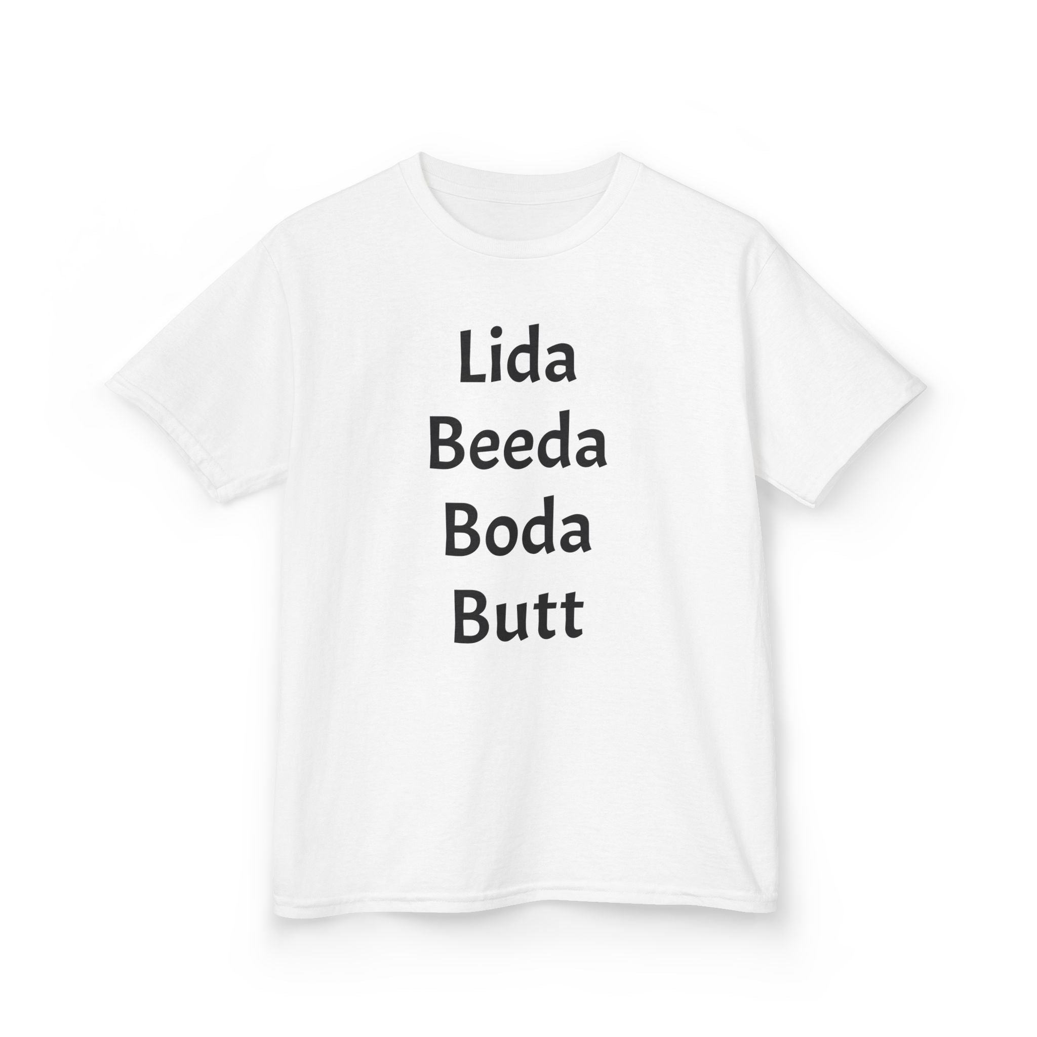 Kids Tee — Playful 'Lida Beeda Boda Butt' Funny Text Shirt