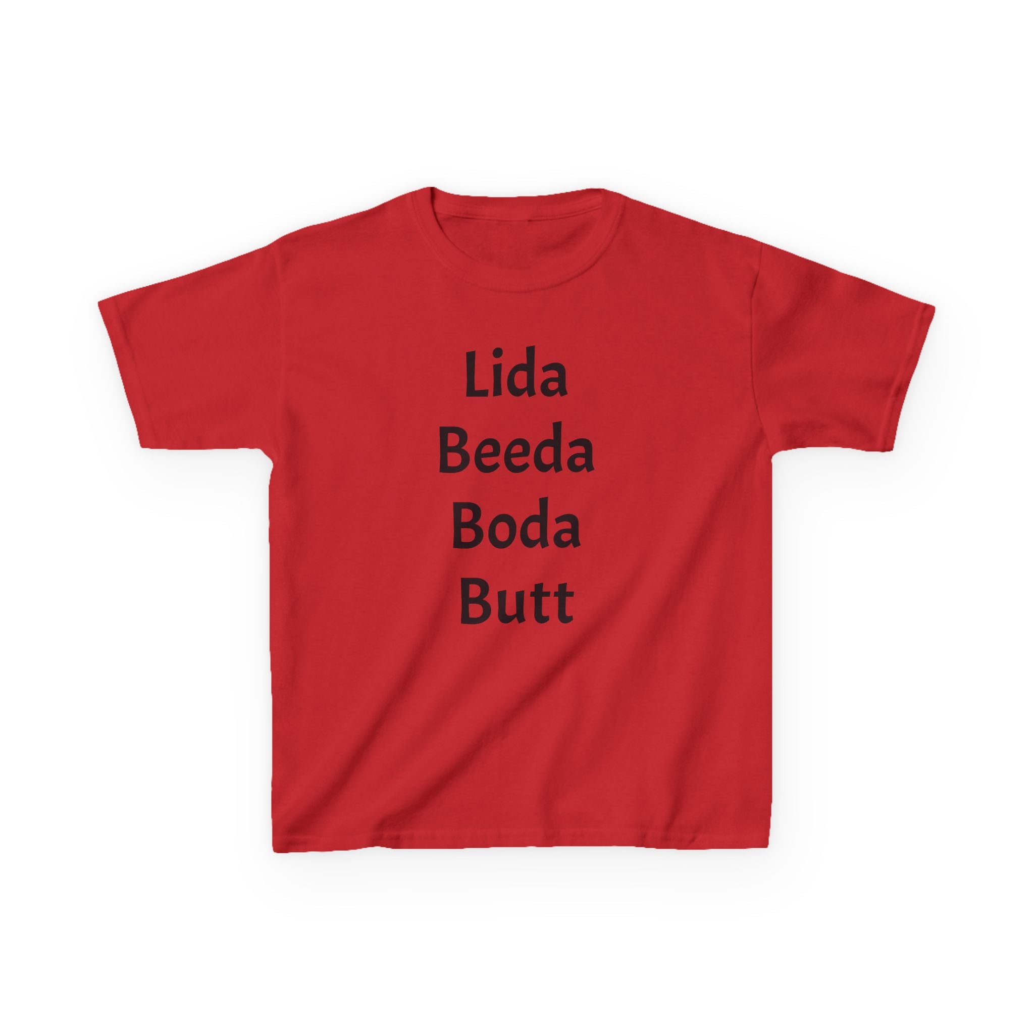 Kids Tee — Playful 'Lida Beeda Boda Butt' Funny Text Shirt