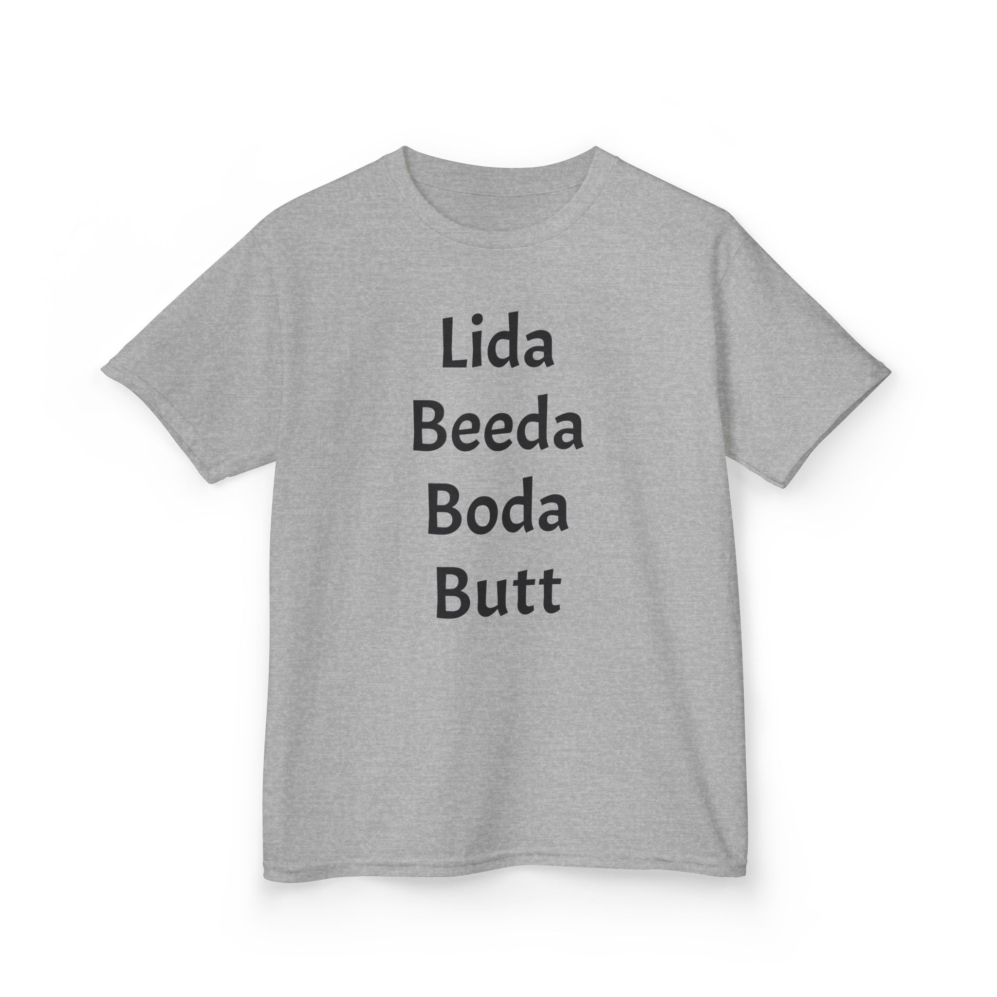 Kids Tee — Playful 'Lida Beeda Boda Butt' Funny Text Shirt
