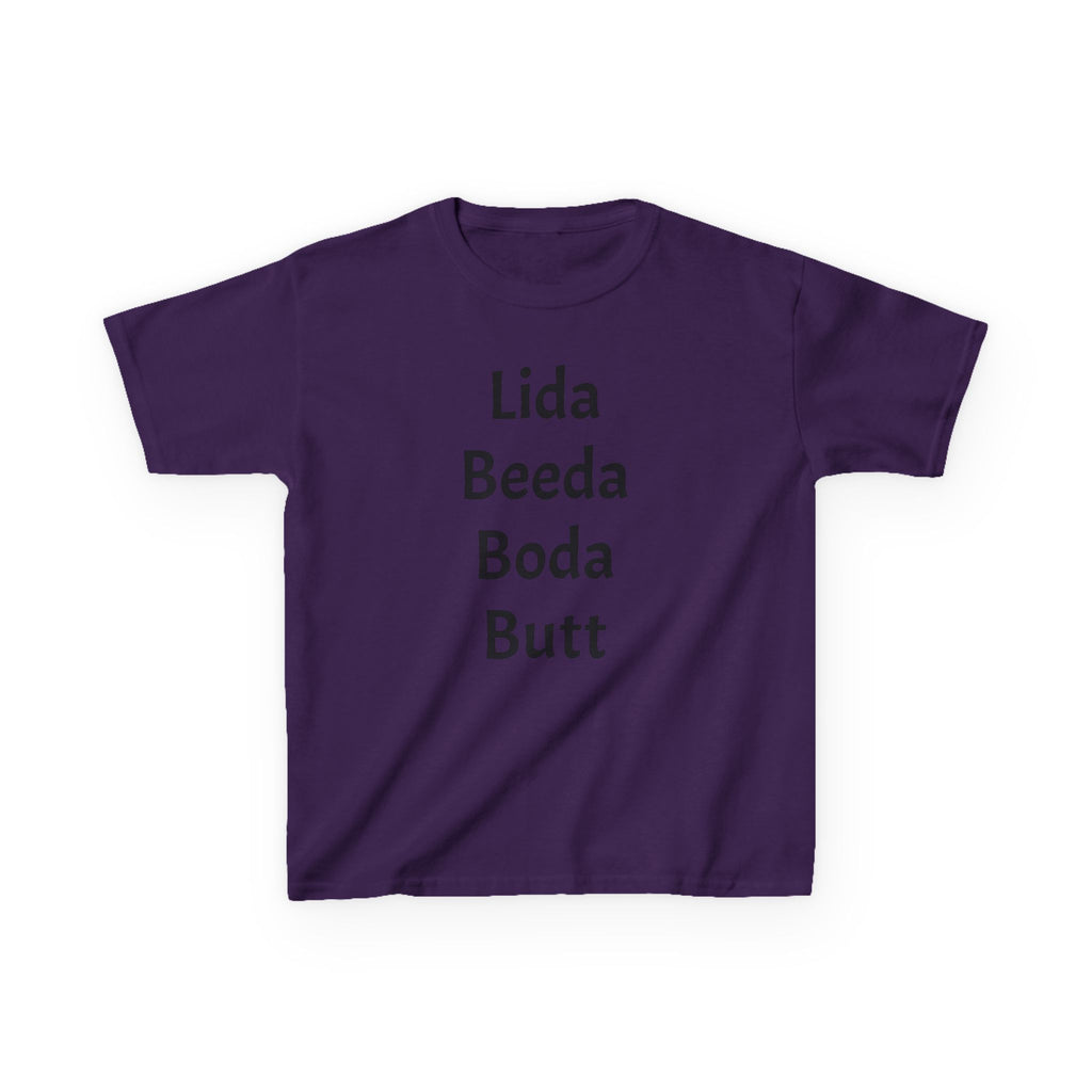 Kids Tee — Playful 'Lida Beeda Boda Butt' Funny Text Shirt