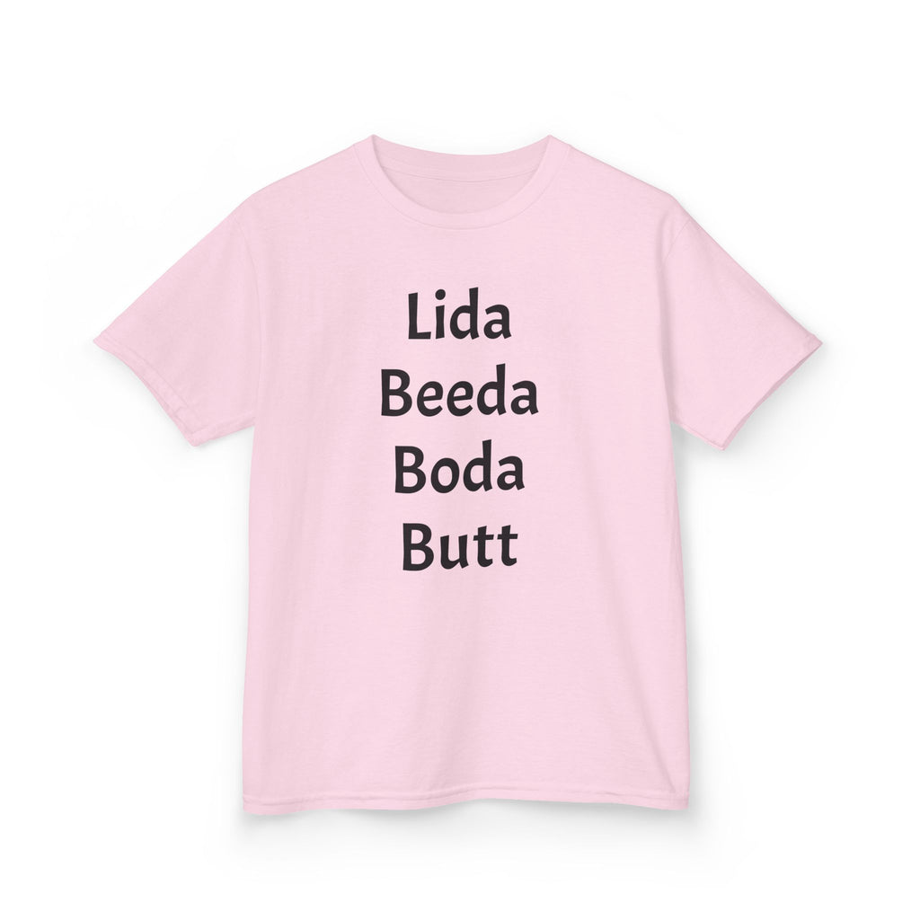 Kids Tee — Playful 'Lida Beeda Boda Butt' Funny Text Shirt
