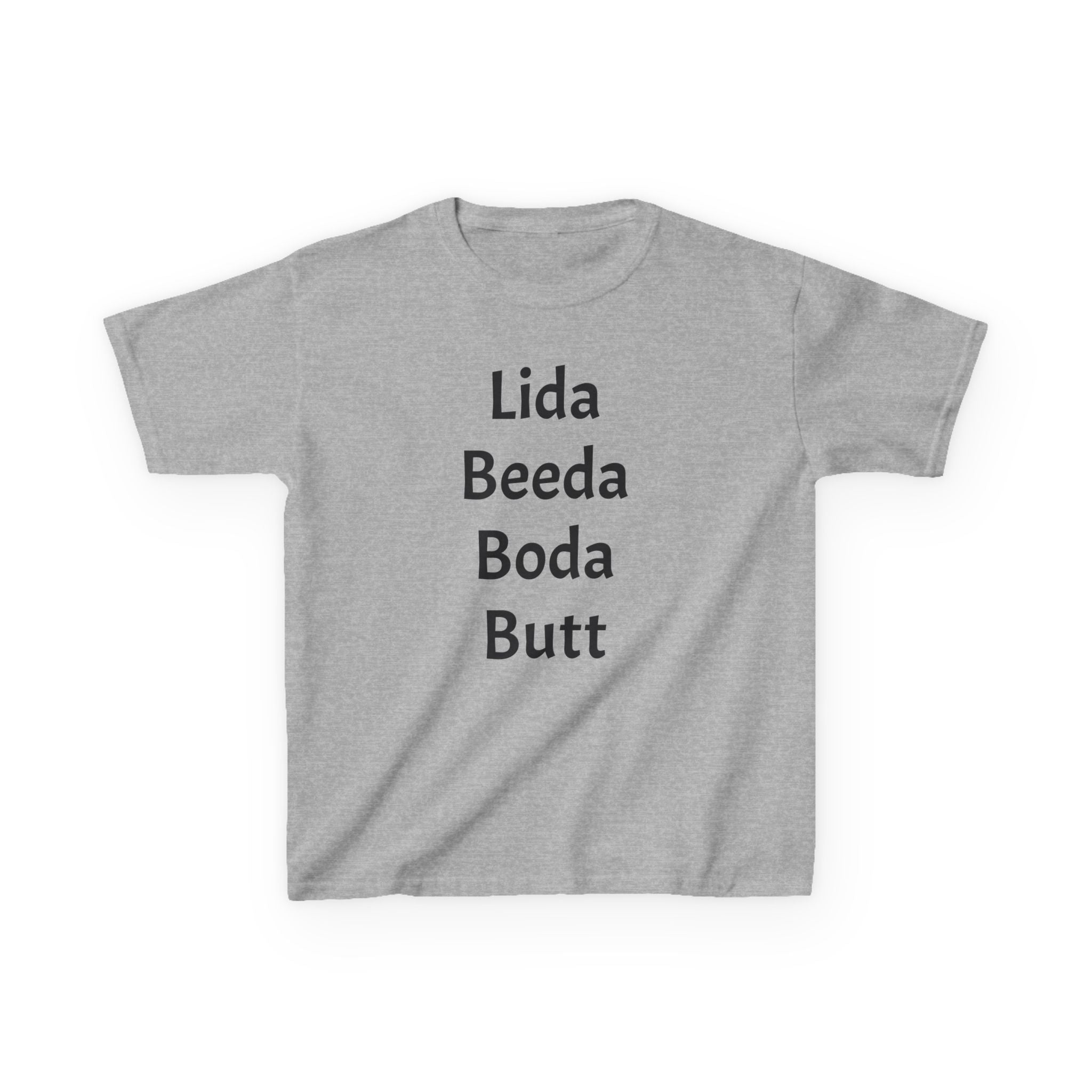 Kids Tee — Playful 'Lida Beeda Boda Butt' Funny Text Shirt