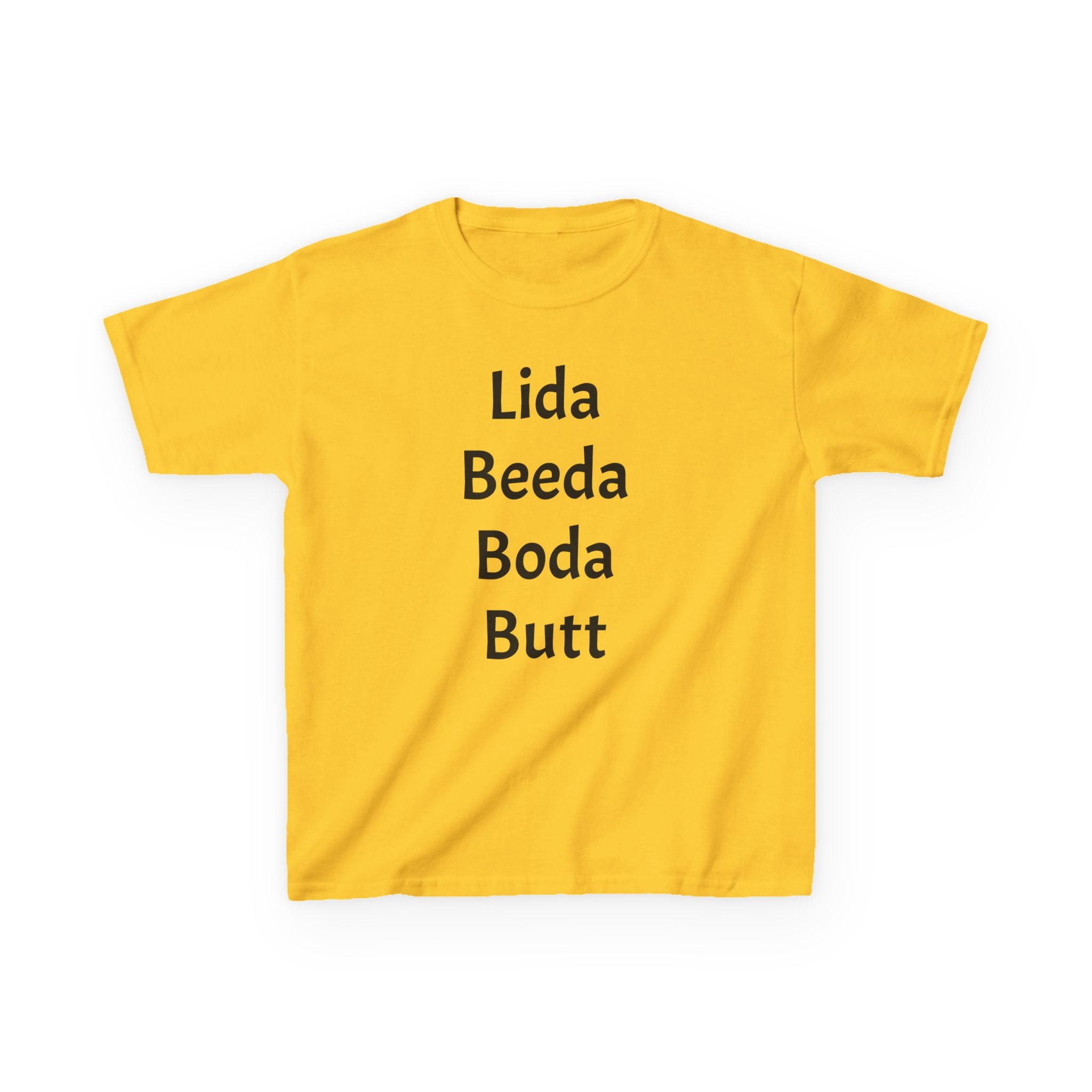 Kids Tee — Playful 'Lida Beeda Boda Butt' Funny Text Shirt