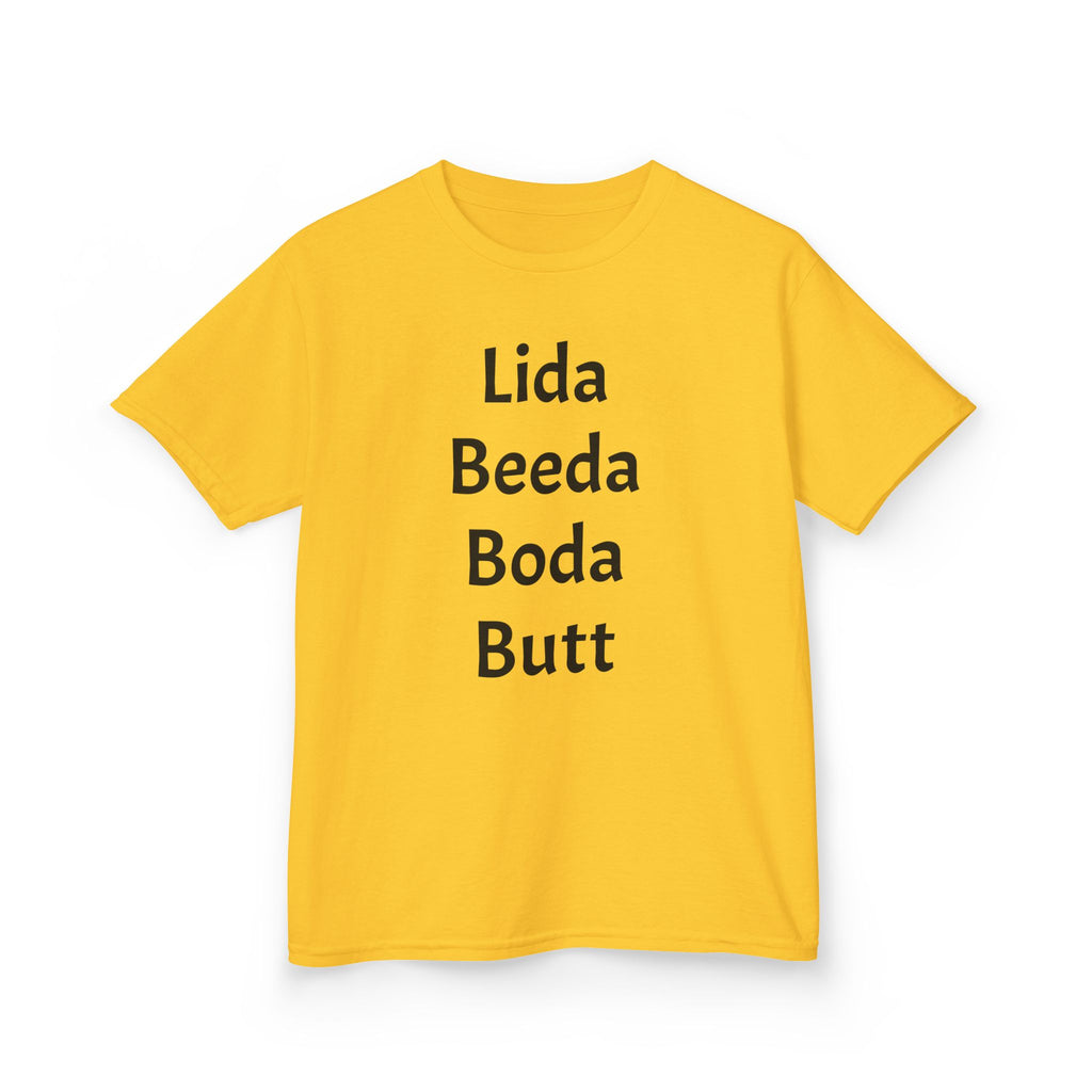 Kids Tee — Playful 'Lida Beeda Boda Butt' Funny Text Shirt