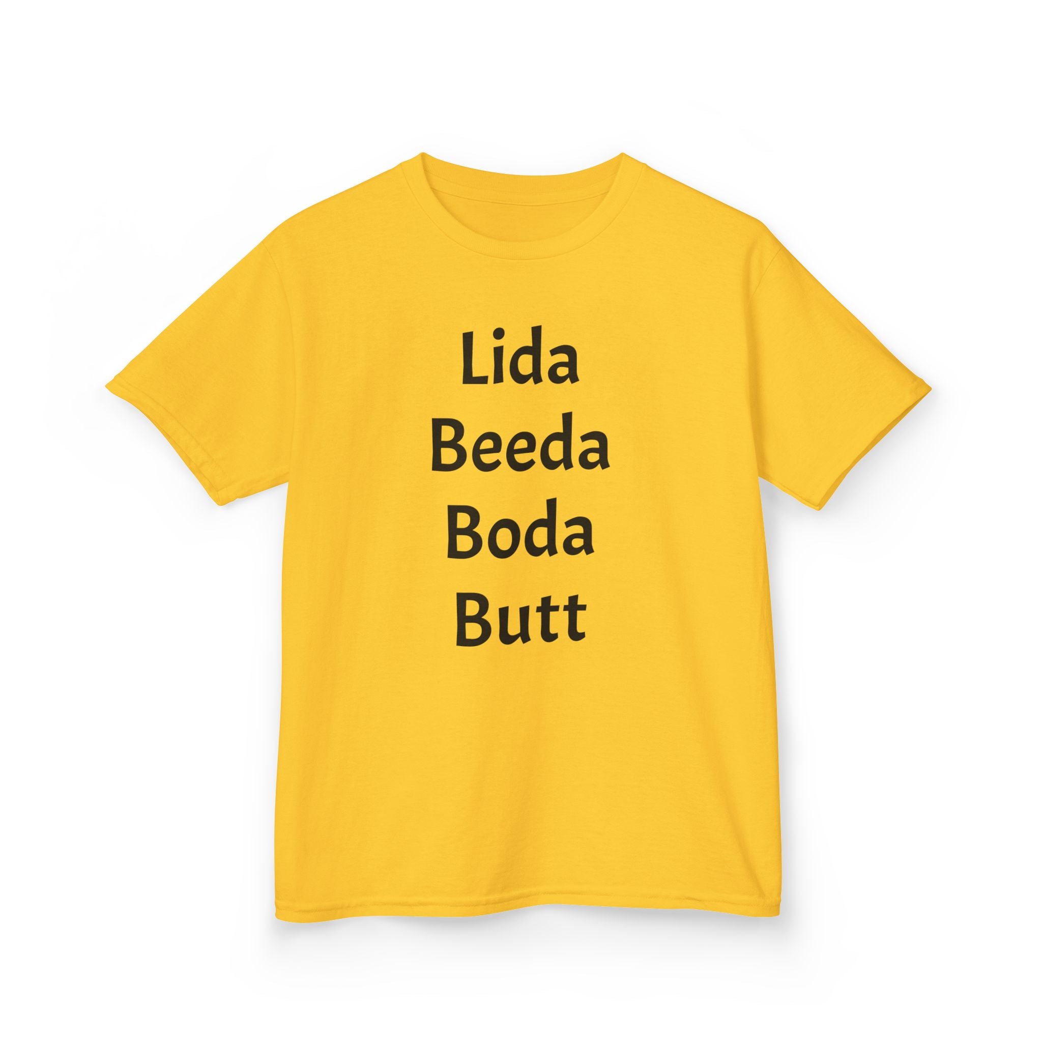 Kids Tee — Playful 'Lida Beeda Boda Butt' Funny Text Shirt