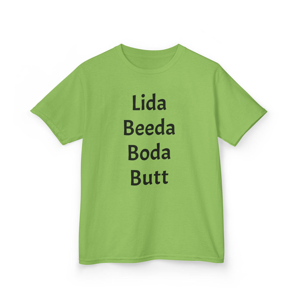 Kids Tee — Playful 'Lida Beeda Boda Butt' Funny Text Shirt