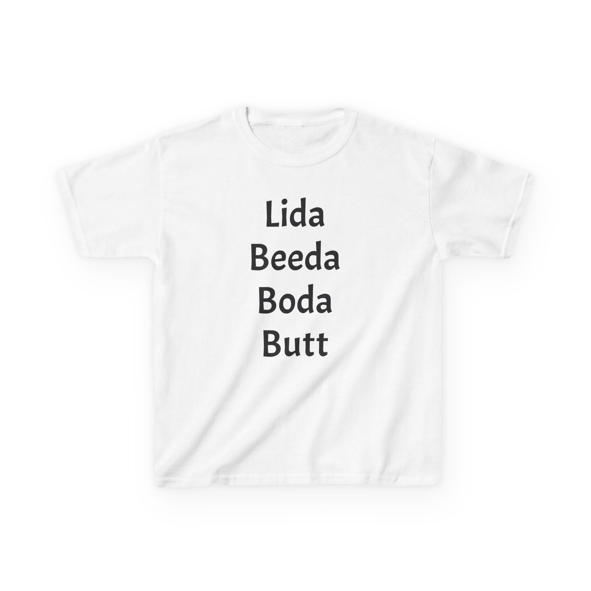 Kids Tee — Playful 'Lida Beeda Boda Butt' Funny Text Shirt